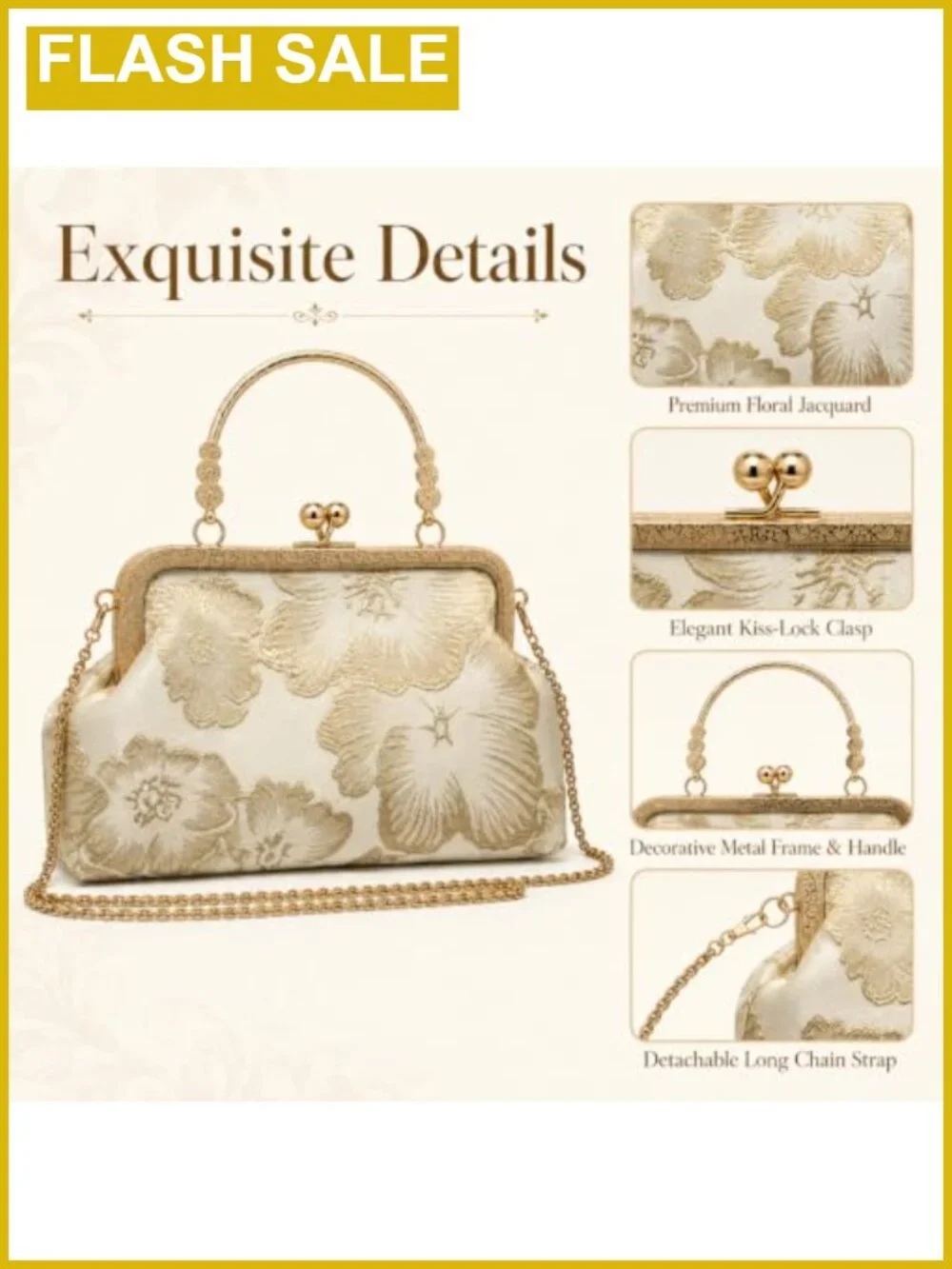 Women's Embroidered Clutch Evening Handbag Silk Shoulder Crossbody Purse